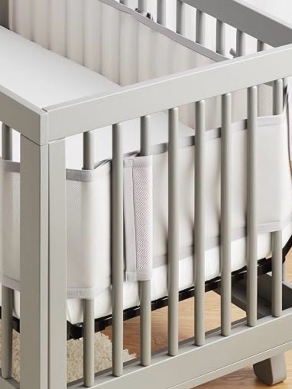 Light Gray Breathable Mesh Crib Bumper - Soft Nursery Bedding
